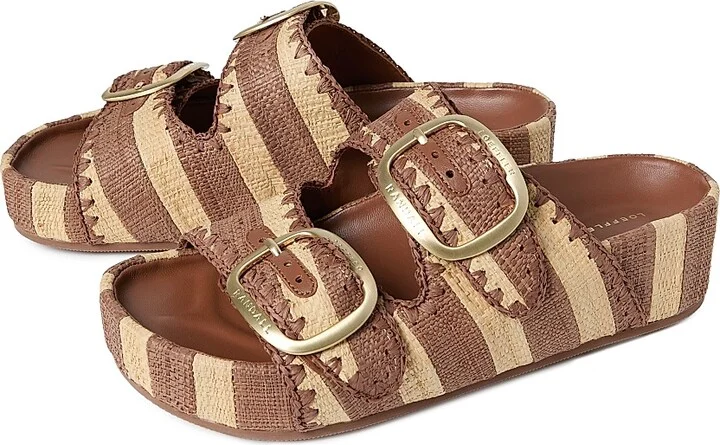 Women's Theo 50MM Striped Platform Sandals - Brown Natural Stripe - Size 11 - Image 3