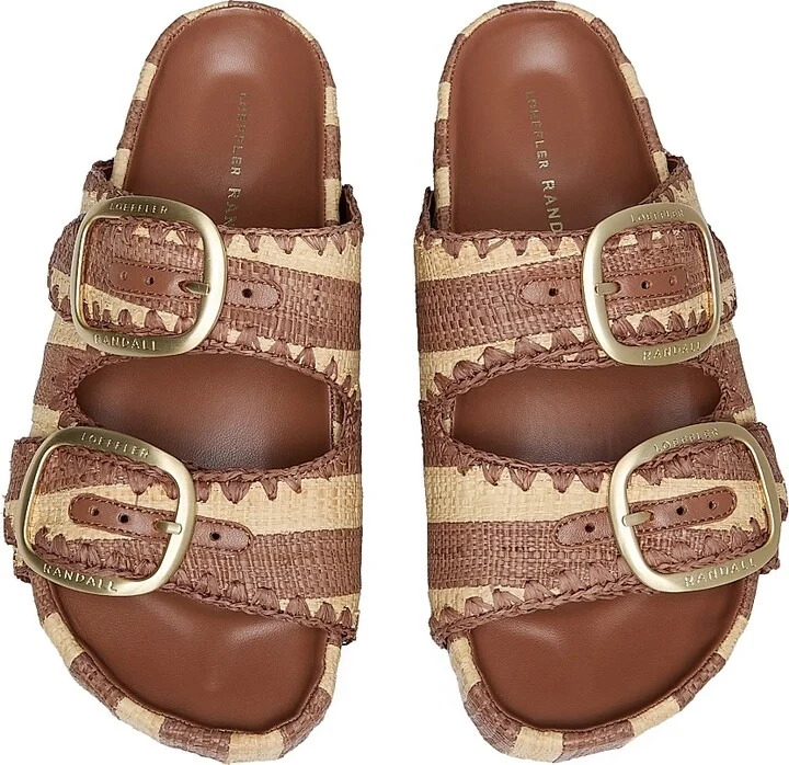 Women's Theo 50MM Striped Platform Sandals - Brown Natural Stripe - Size 11 - Image 4