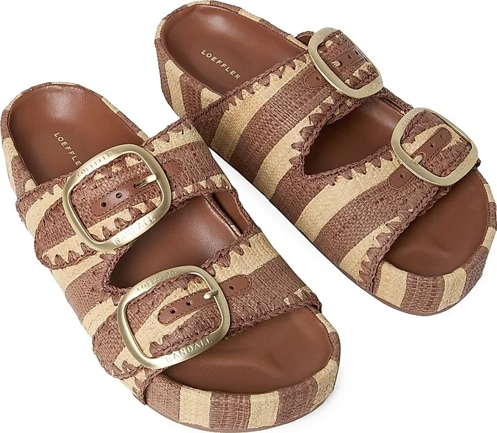 Women's Theo 50MM Striped Platform Sandals - Brown Natural Stripe - Size 11 - Image 5