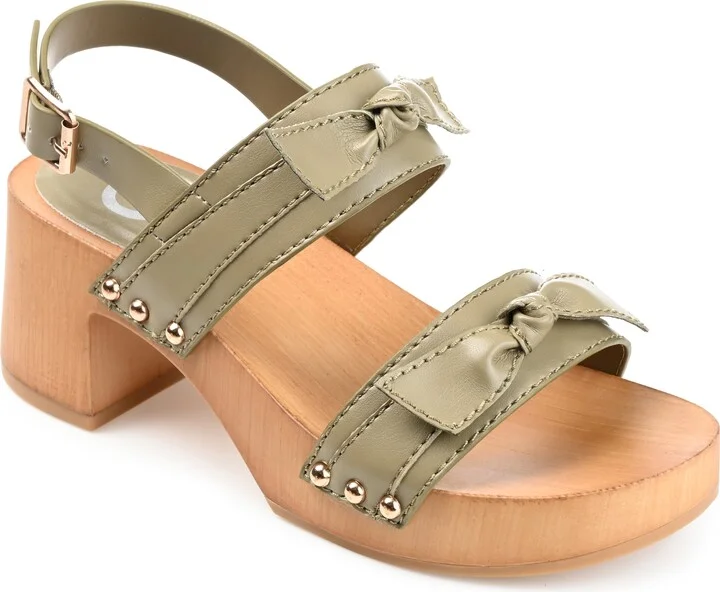 Womens Tia Double Bow Accent Clog Sandals