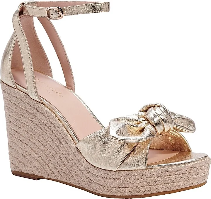 Women's Tianna Metallic Leather Espadrille Wedge Sandals - Pale Gold - Size 10 - Image 2