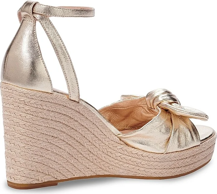 Women's Tianna Metallic Leather Espadrille Wedge Sandals - Pale Gold - Size 10 - Image 3