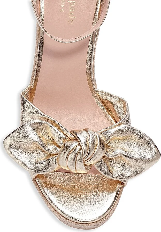 Women's Tianna Metallic Leather Espadrille Wedge Sandals - Pale Gold - Size 10 - Image 4