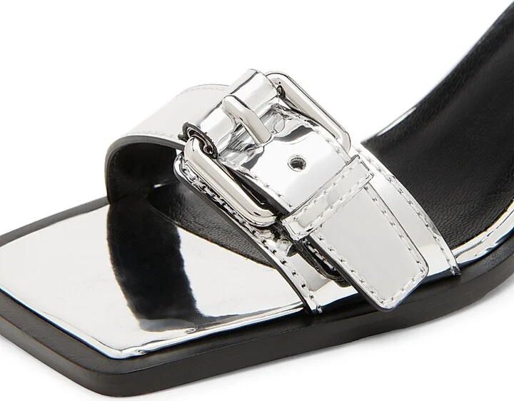 Women's Tie-Me 55MM Mirrored Sandals - Silver - Size 6 - Image 4