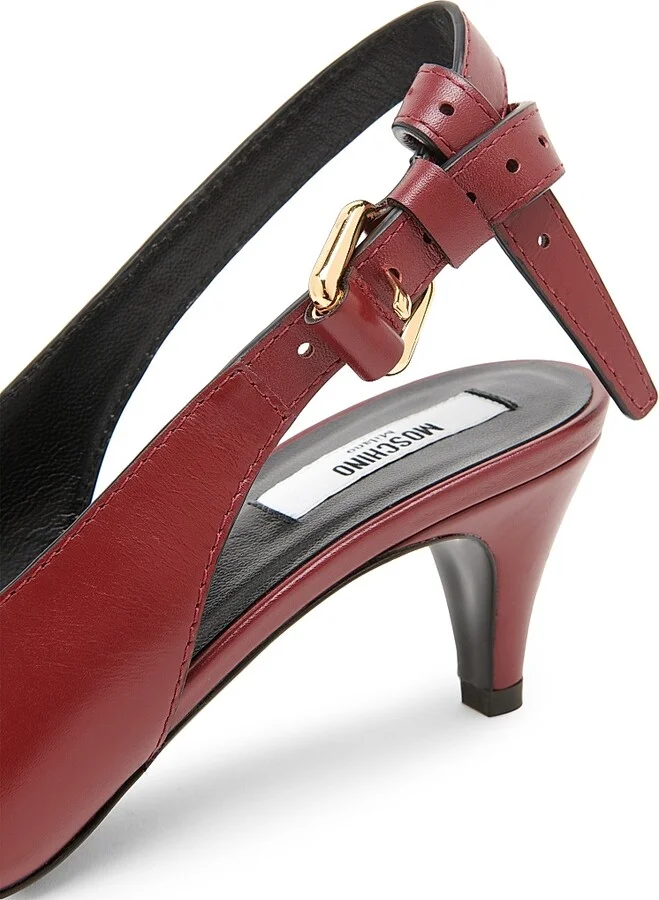 Women's Tie-Me Leather Pumps - Wine - Size 6 - Image 5