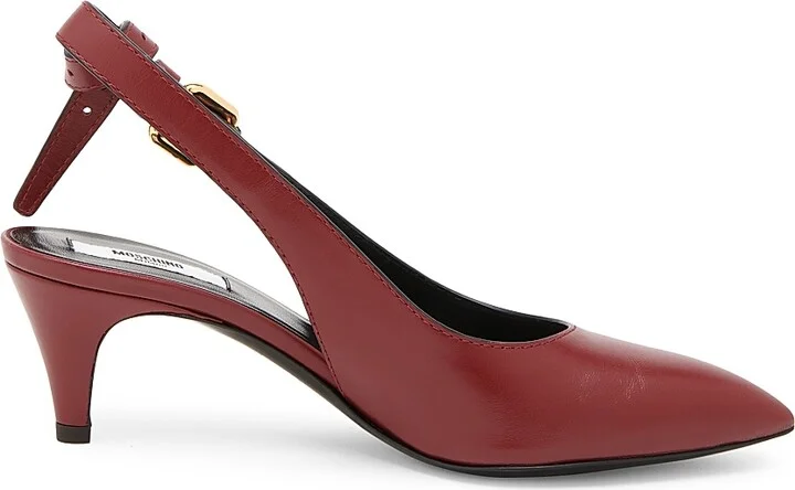 Women's Tie-Me Leather Pumps - Wine - Size 6