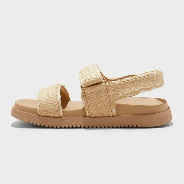 Women's Tilly Raffia Platform Footbed Sandals - A New Day™ : Cushioned Insole, Hook and Loop Closure - Image 2