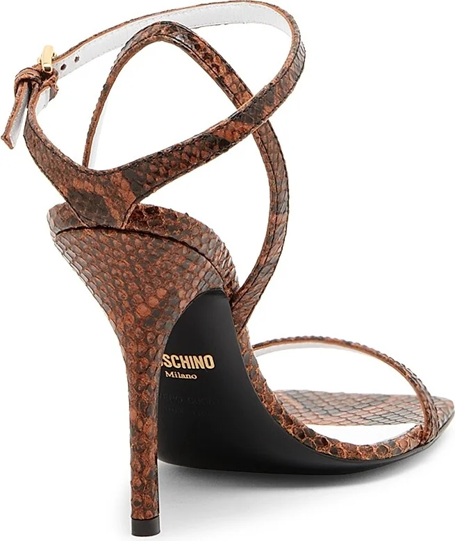 Women's Tina 100MM Snake Leather Sandals - Moka - Size 6.5 - Image 3
