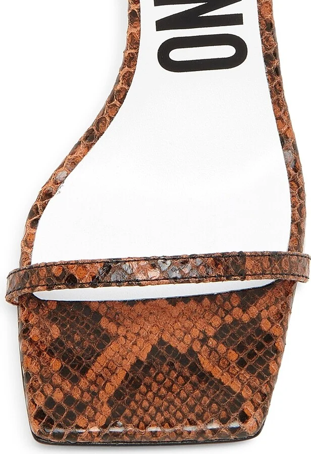 Women's Tina 100MM Snake Leather Sandals - Moka - Size 6.5 - Image 4