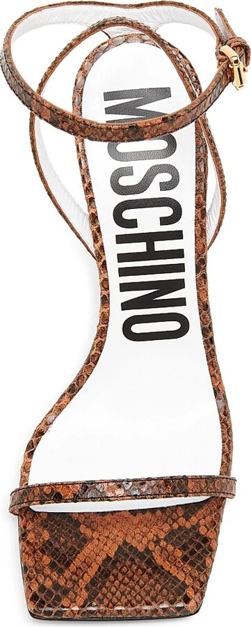Women's Tina 100MM Snake Leather Sandals - Moka - Size 6.5 - Image 5