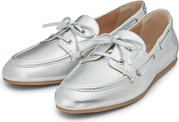 Women's Tinsley Metallic Leather Boat Shoes - Silver - Size 5.5 - Image 2