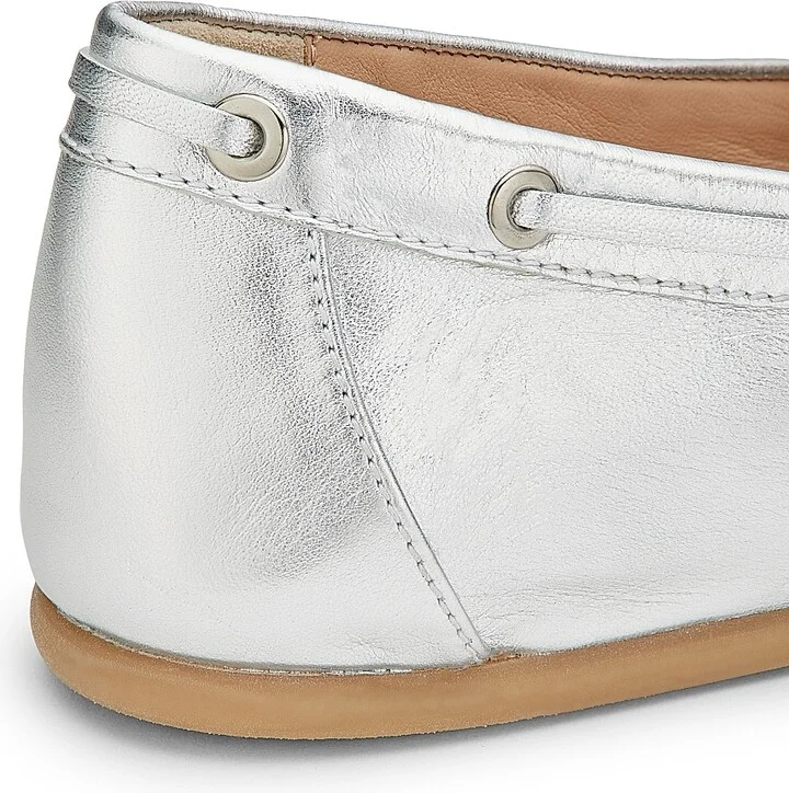 Women's Tinsley Metallic Leather Boat Shoes - Silver - Size 5.5 - Image 6