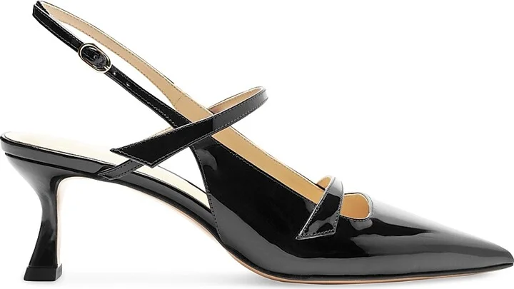 Women's Tita 60MM Leather Slingback Pumps - Black - Size 6.5