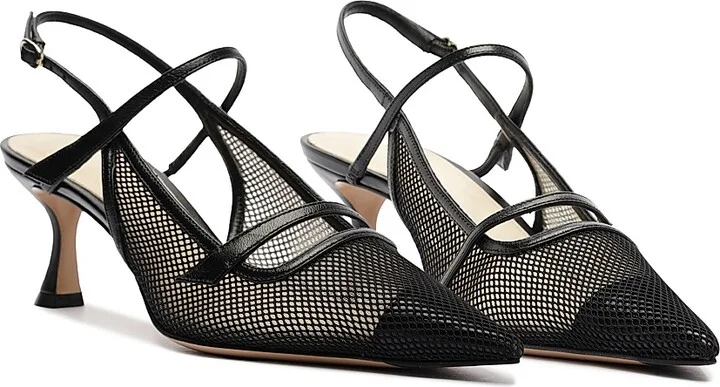 Women's Tita 60MM Mesh & Leather Pumps - Black - Size 6 - Image 7