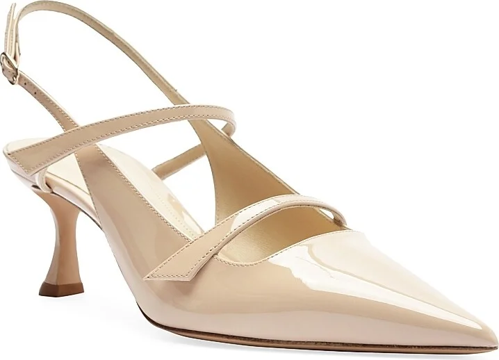 Women's Tita 60MM Patent Leather Slingback Pumps - Semolina - Size 7 - Image 3