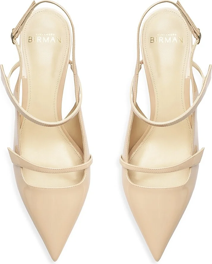 Women's Tita 60MM Patent Leather Slingback Pumps - Semolina - Size 7 - Image 8