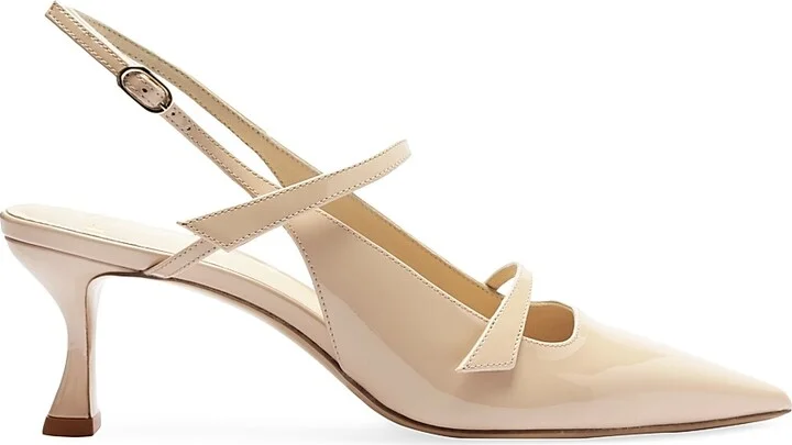 Women's Tita 60MM Patent Leather Slingback Pumps - Semolina - Size 7