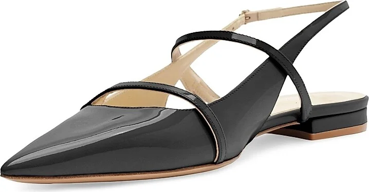 Women's Tita Double-Strap Leather Flats - Black - Size 7.5 - Image 2