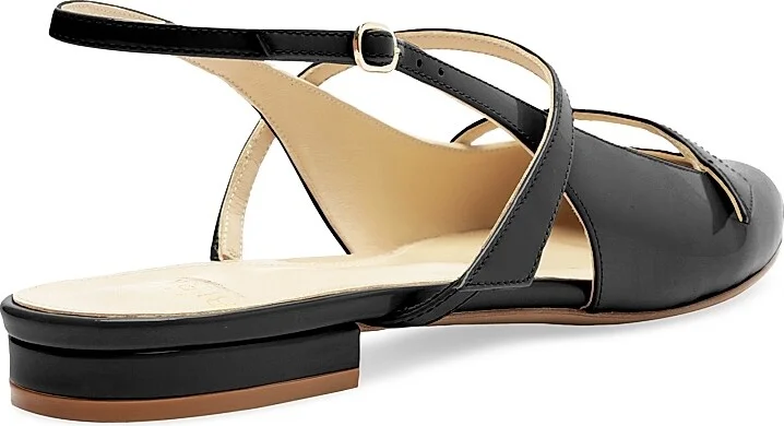 Women's Tita Double-Strap Leather Flats - Black - Size 7.5 - Image 3