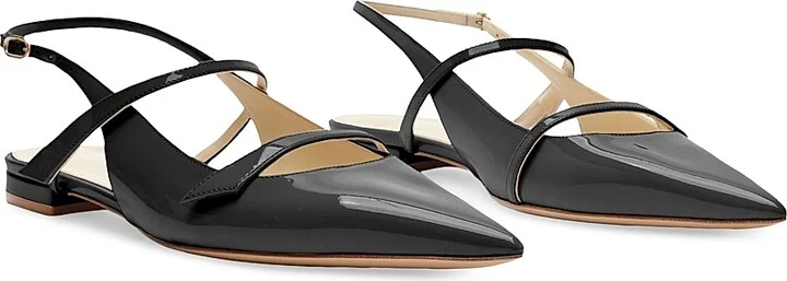 Women's Tita Double-Strap Leather Flats - Black - Size 7.5 - Image 9