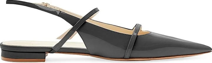 Women's Tita Double-Strap Leather Flats - Black - Size 7.5