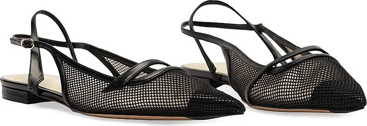 Women's Tita Mesh & Leather Slingback Flats - Black - Size 7.5 - Image 7