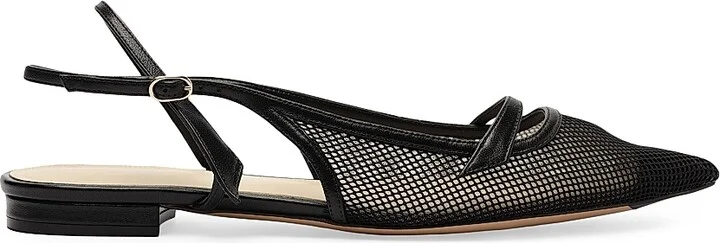 Women's Tita Mesh & Leather Slingback Flats - Black - Size 7.5