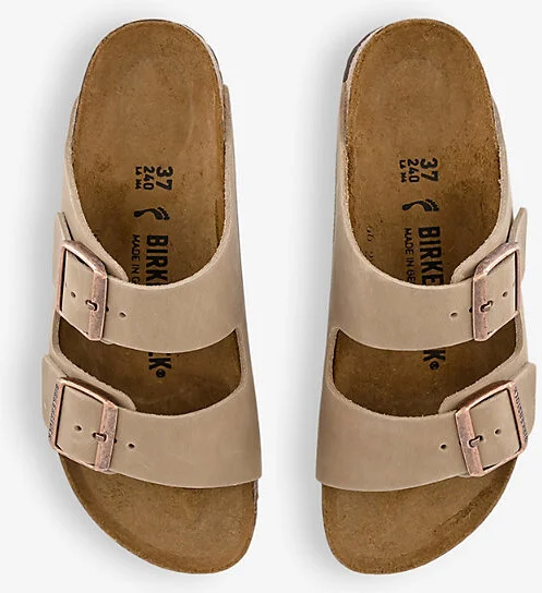 Womens Tobacco Brown Arizona Two-Strap Faux-Leather Sandals Eur 37.5 / 4.5 Uk Women - Image 2