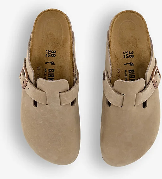 Womens Tobacco Brown Boston Logo-Embossed Suede Clogs Eur 38/5 Uk Women - Image 2