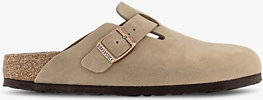 Womens Tobacco Brown Boston Logo-Embossed Suede Clogs Eur 38/5 Uk Women