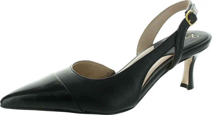 Womens Toe Cap Leather Slingback Heels