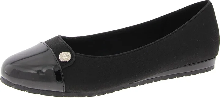 Womens Toe Cap Patent Ballet Flats