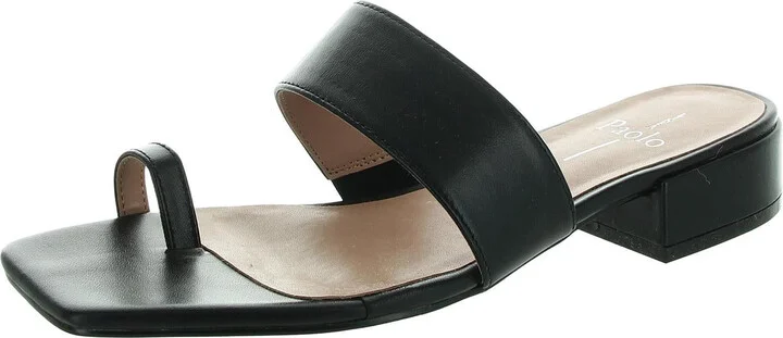 Womens Toe Loop Leather Slide Sandals