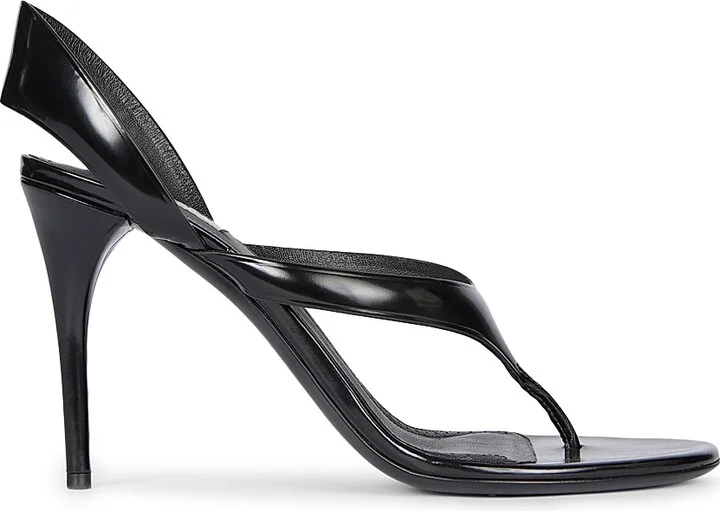 Women's Tong 90MM Leather Sandals - Noir - Size 7