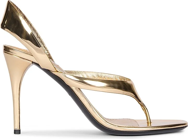 Women's Tong 90MM Metallic Leather Sandals - Platine - Size 6