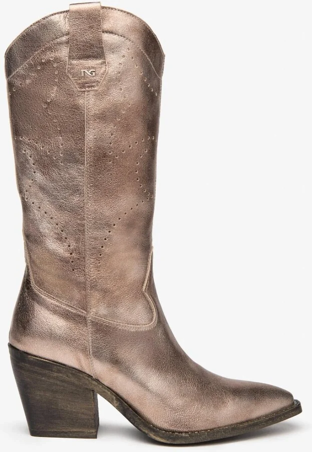 Women's Torba Leather Cowboy Boots In Gold
