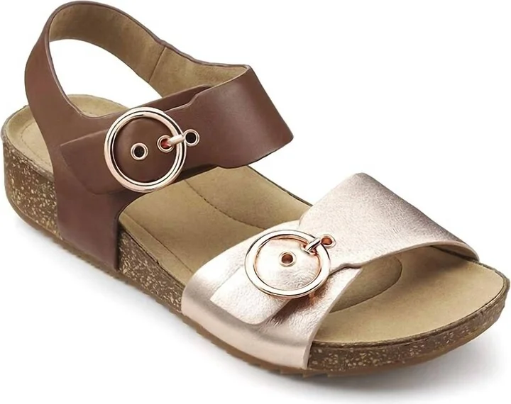 Women's Tourist Sandal In Dark Tan/rose Gold