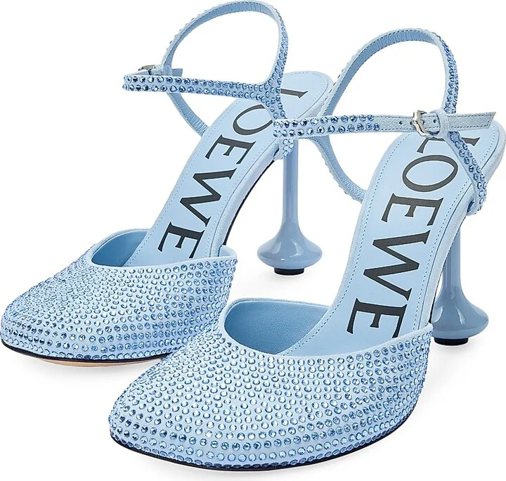 Women's Toy Leather 90MM Ankle Strap Pumps - Baby Blue - Size 6 - Image 2