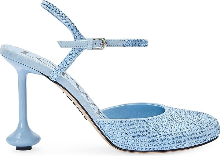 Women's Toy Leather 90MM Ankle Strap Pumps - Baby Blue - Size 6