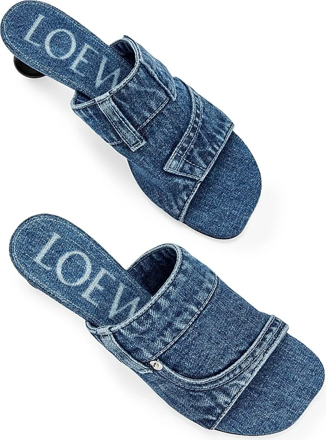 Women's Toy Panta 45MM Denim Slides - Washed Denim - Size 9 Sandals - Image 3