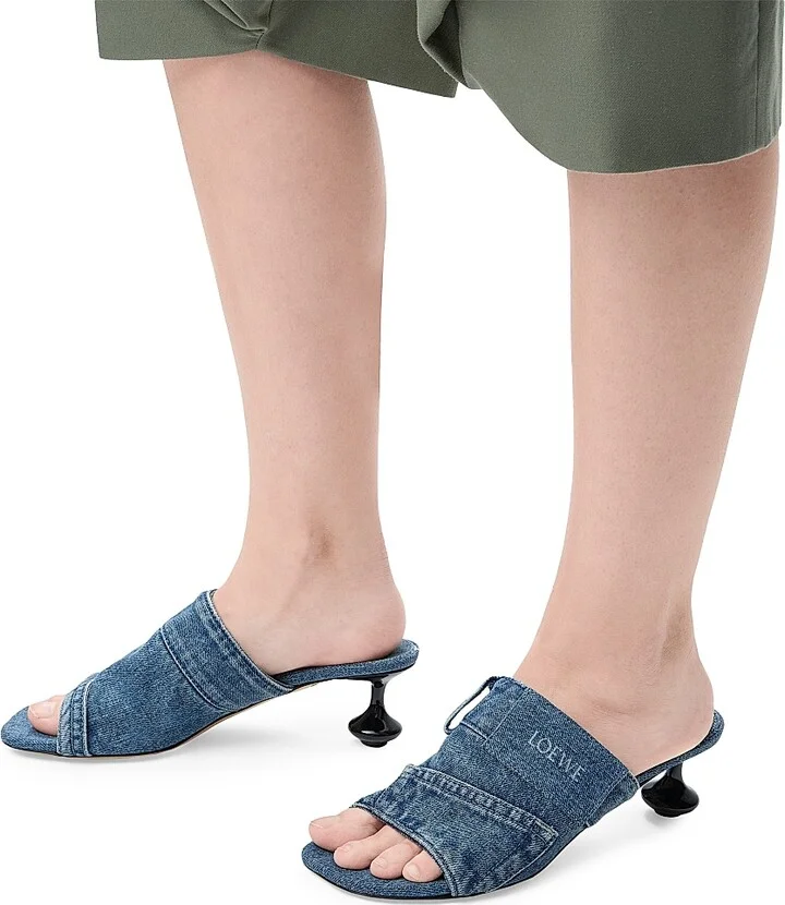 Women's Toy Panta 45MM Denim Slides - Washed Denim - Size 9 Sandals - Image 5