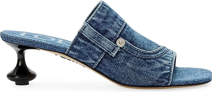 Women's Toy Panta 45MM Denim Slides - Washed Denim - Size 9 Sandals