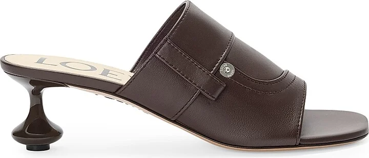 Women's Toy Panta 45MM Leather Mule Slides - Brownie - Size 5 Sandals