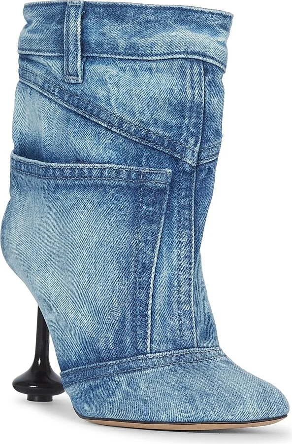 Women's Toy Panta 90MM Leather & Denim Ankle Boots - Washed Denim - Size 6 - Image 2