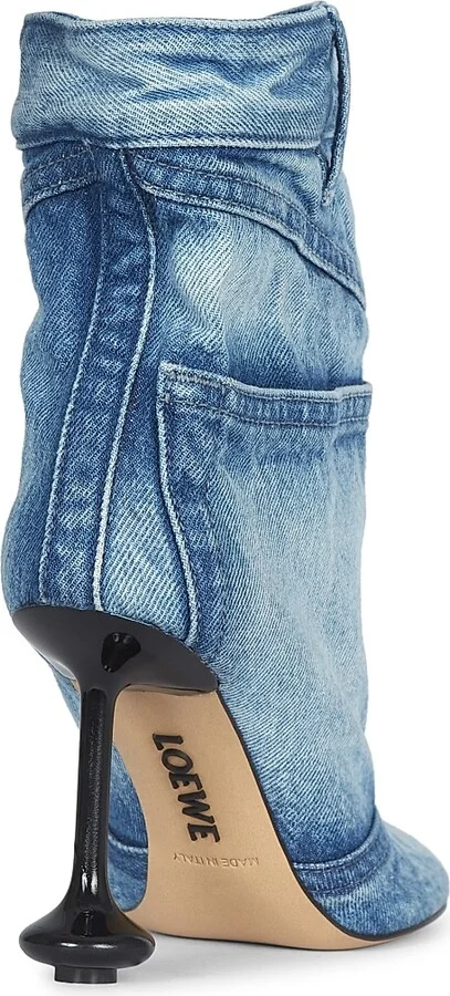 Women's Toy Panta 90MM Leather & Denim Ankle Boots - Washed Denim - Size 6 - Image 3