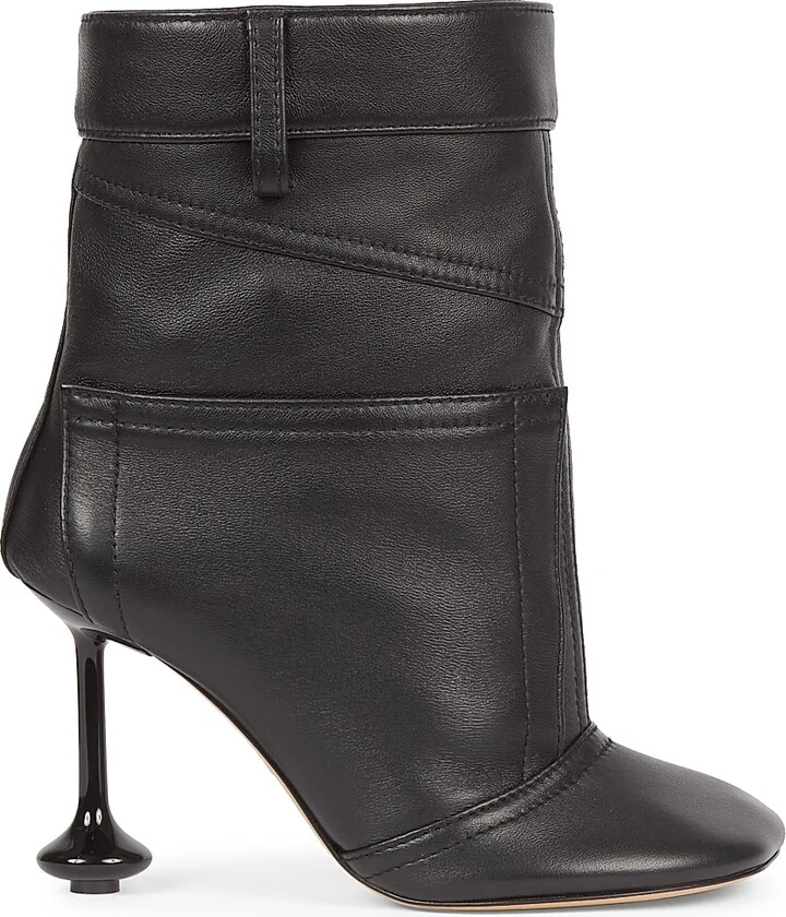 Women's Toy Pants 90MM Leather Booties - Black - Size 6