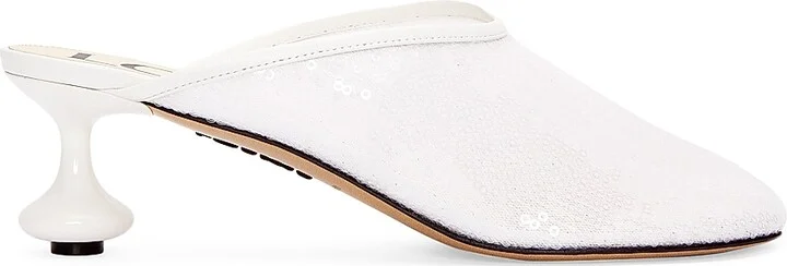 Women's Toy Sequin 45MM Mules - Transparent White - Size 5