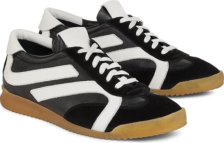 Women's Track Leather & Suede Sneakers - Black White - Size 6 - Image 2