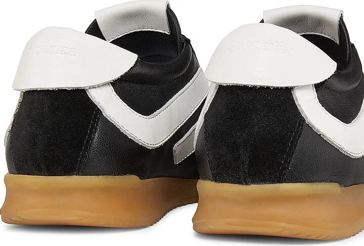 Women's Track Leather & Suede Sneakers - Black White - Size 6 - Image 3