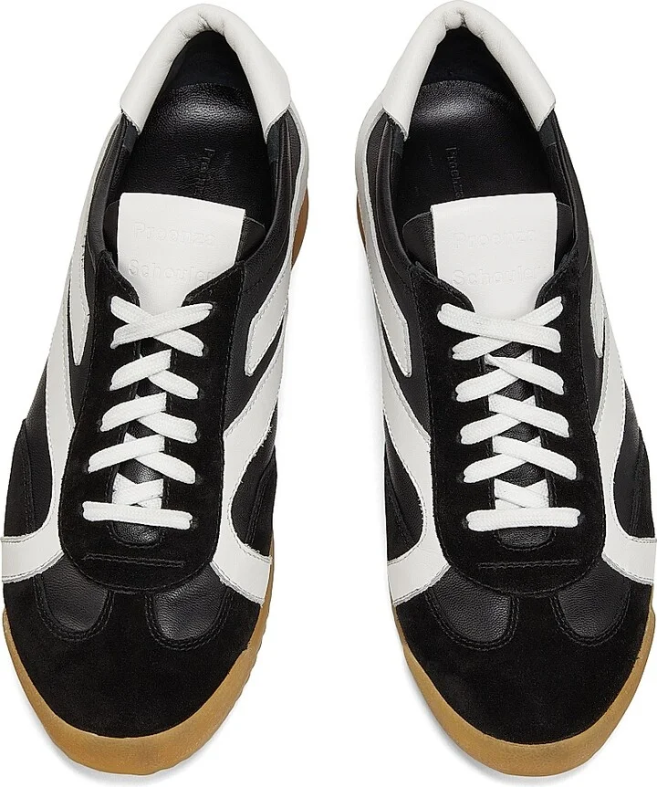 Women's Track Leather & Suede Sneakers - Black White - Size 6 - Image 4